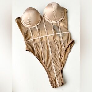 Nasty Gal Satin High Cut Bodysuit